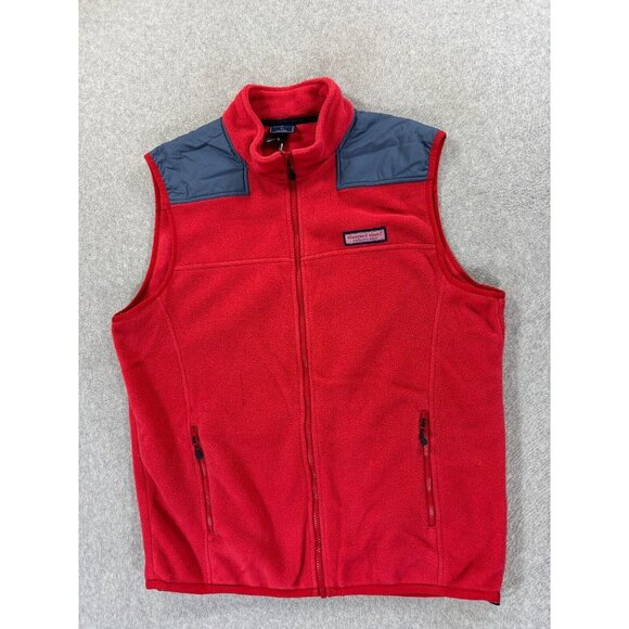 Vineyard Vines Fleece Stitched Logo Jacket‎ Vest (Men's Large) Red - Picture 1 of 10